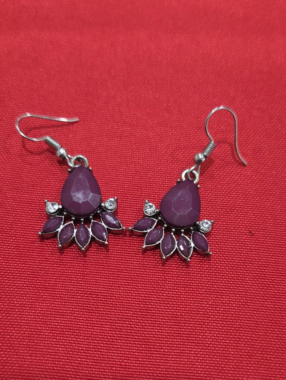 Purple Teardrop Dangle Earrings